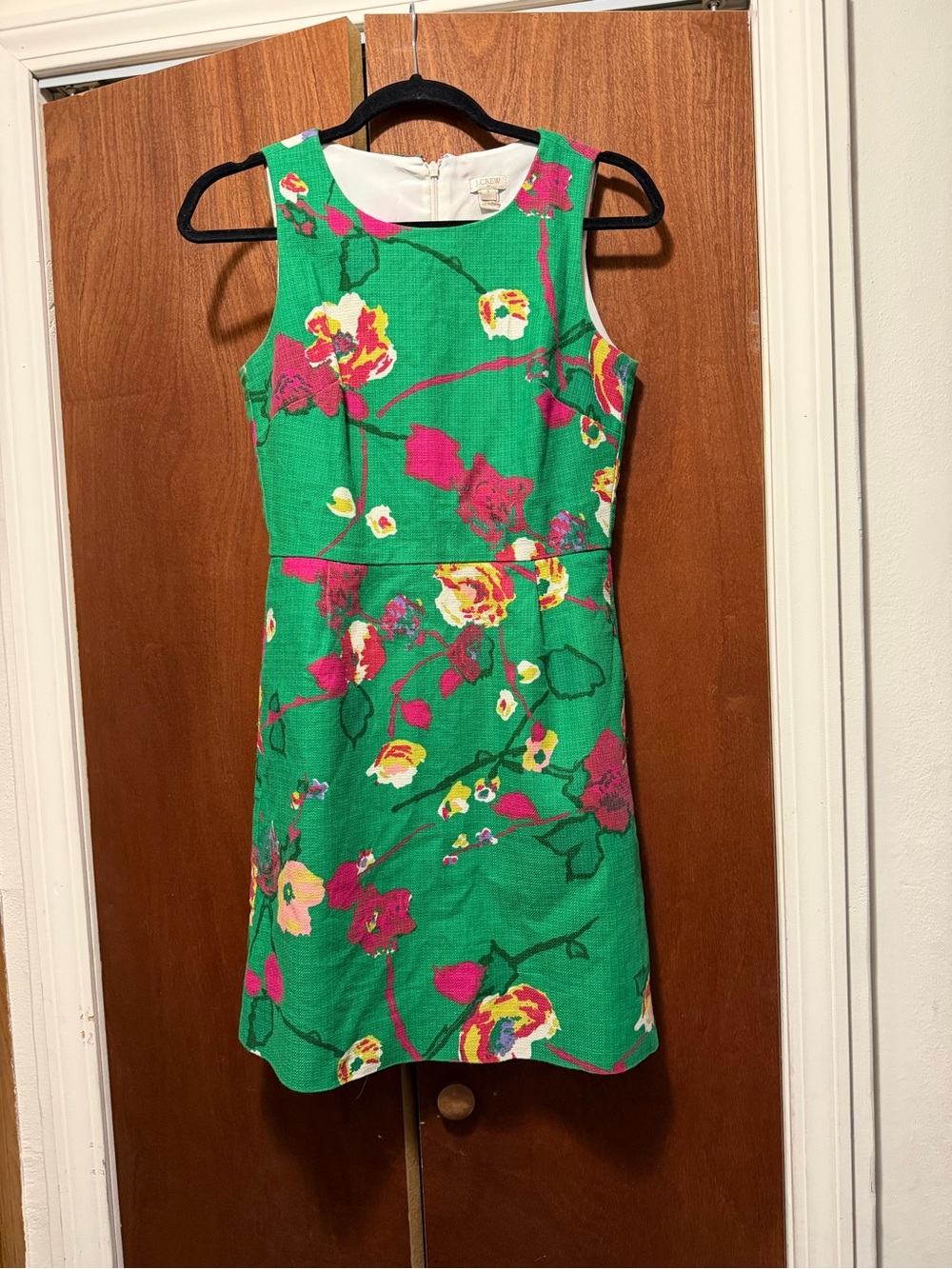 J Crew Green Floral Sleeveless Summer Dress